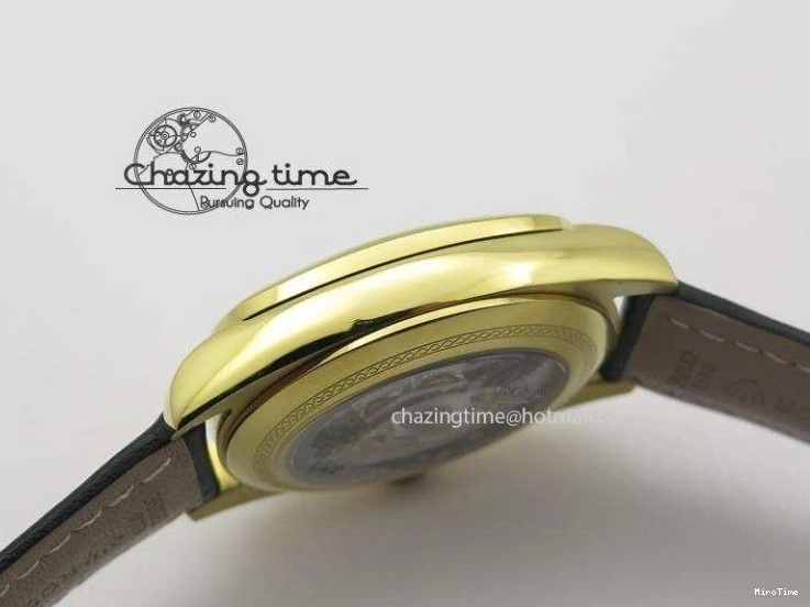 MiroTime 0114 Stylish Cellini Date YG White Stick Dial On Black Leather Strap A 3881